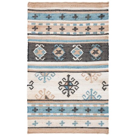 Safavieh 3 x 5 ft. Kilim Flat Weave Rectangle Area Rug Blue & Ivory KLM754M-3